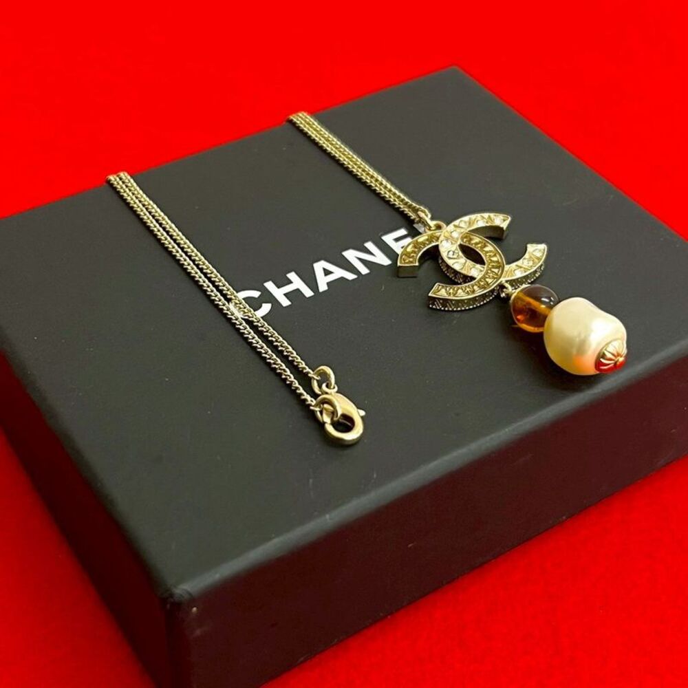 Chanel Coco Mark Faux Pearl Necklace